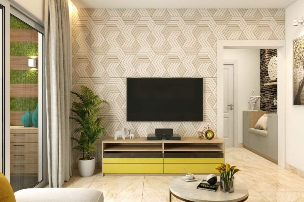 1 BHK interior design cost in Trivandrum with stylish living room, compact kitchen and functional furniture